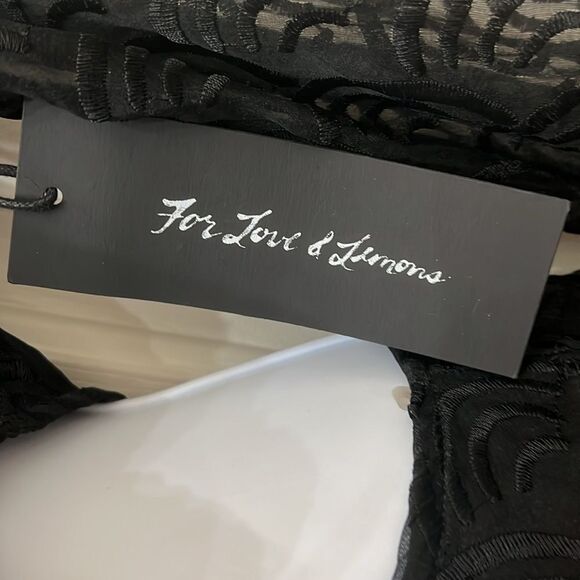 For Love And Lemons Black Cut Out Flared Cocktail Dress VNeck Long Sleeve Mini - Picture 6 of 15